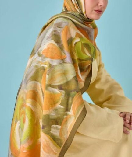 Khaki Mayda Rose Shawl | Non-slip & Breathable