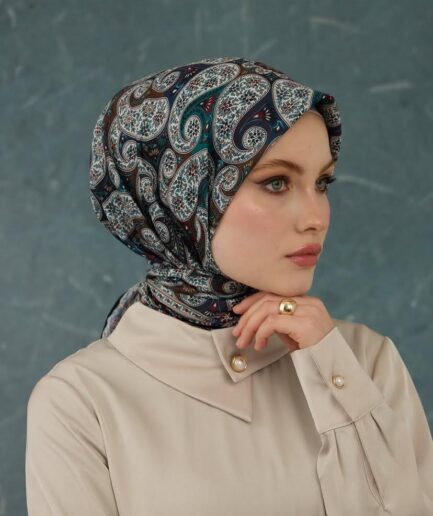 Navy Ipekhan Paisley Soft Scarf | Lightweight & Non-slip