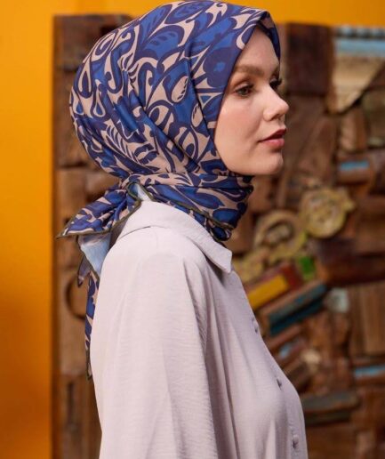 Navy Ipekhan Tulip Soft Scarf | Lightweight & Non-slip